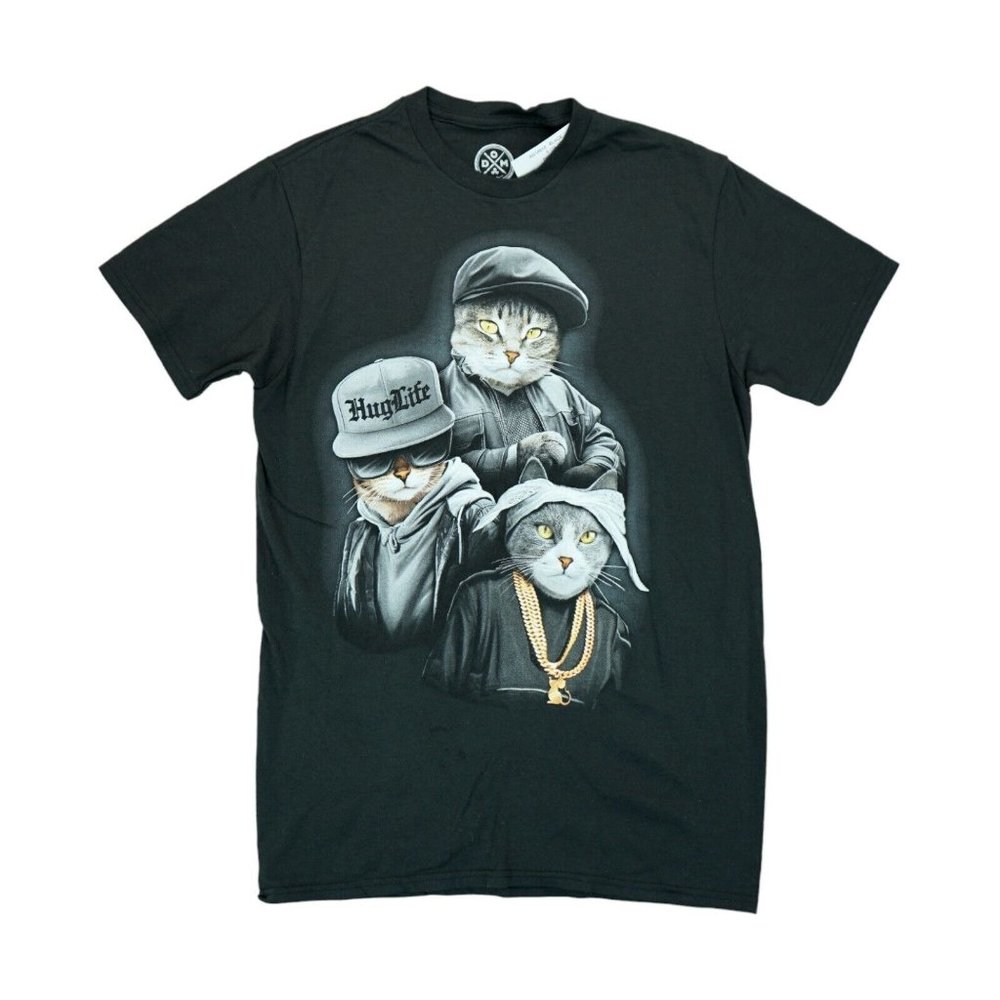 NWT THUG LIFE 3 BAD CATS MENS DOM GRAPHIC PRINT‎ T-Shirt Black Small (34-36)